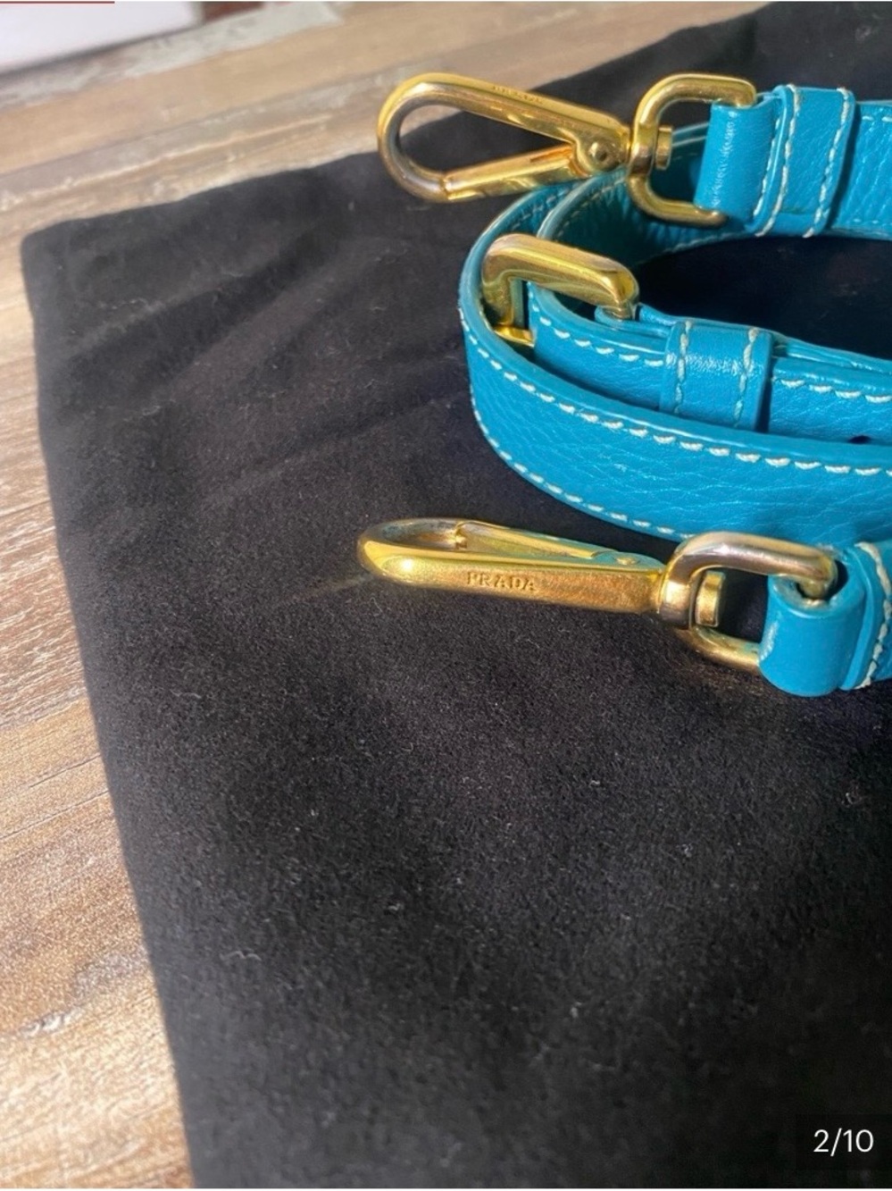 Prada Turquoise /Teal Green Leather Strap Replacement with Gold-Tone Hardware - Picture 2 of 12